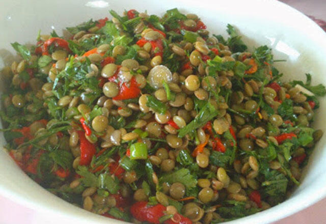 Rezept für Salat mit grünen Linsen